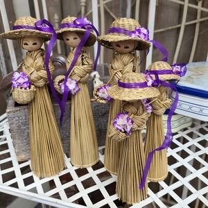 5 Vintage Straw Bridesmaids Dolls